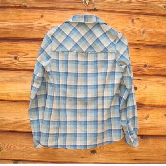 Green Plaid Wool Shirt Top - Picture 4 of 6